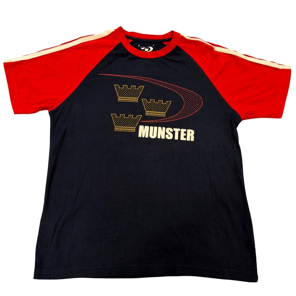 Lansdowne Munster Rugby T-Shirt Mens XL Navy Red Raglan Three Crowns Logo Tee